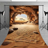 Lofaris Cave Entrance Sweep Photography Backdrop with Floor View of African Savanna Nature Scenery Acacia Trees Photo Prop